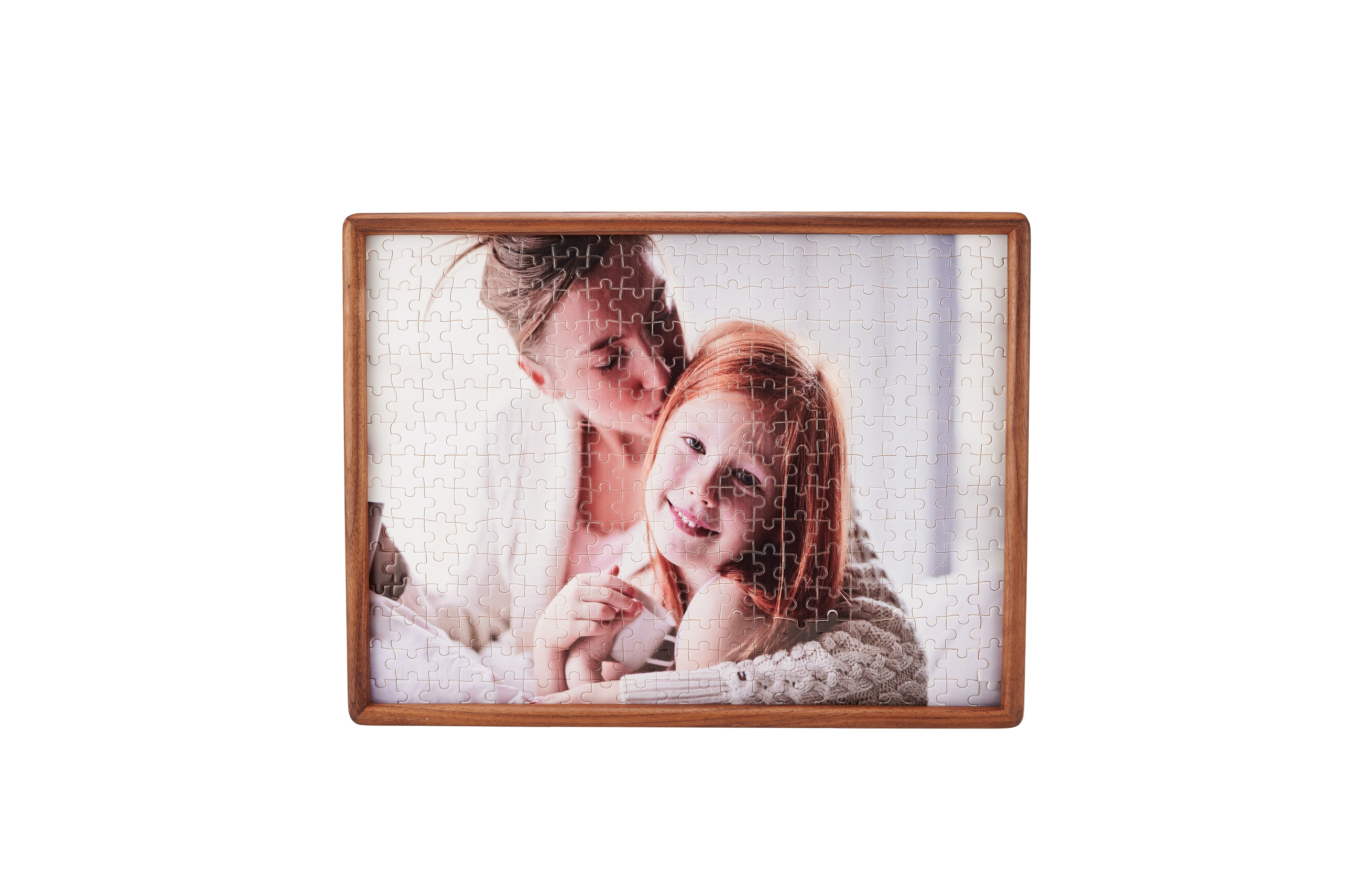 Custom Wooden Photo Puzzle with Walnut Frame
