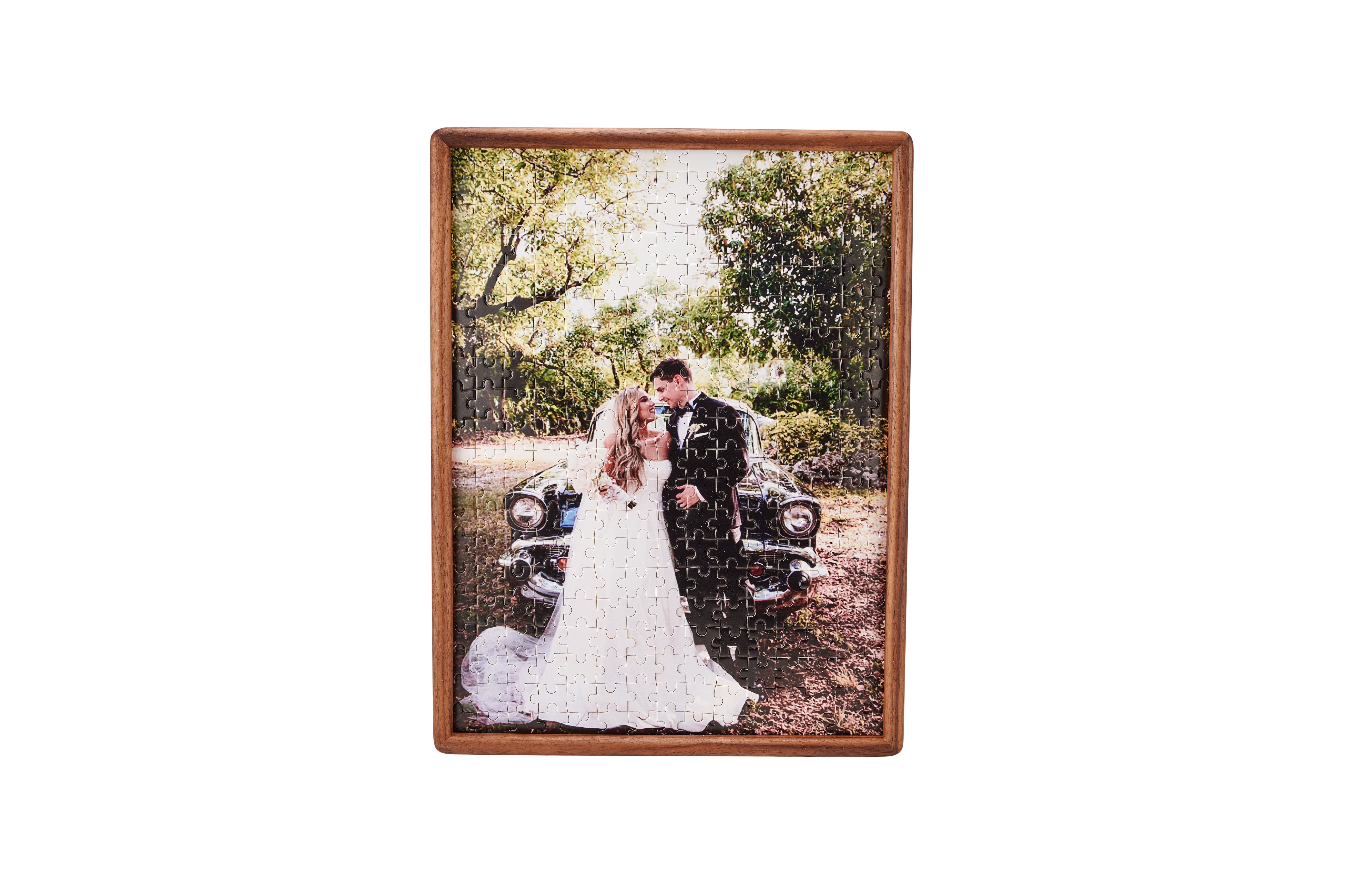 Custom Wooden Photo Puzzle with Walnut Frame
