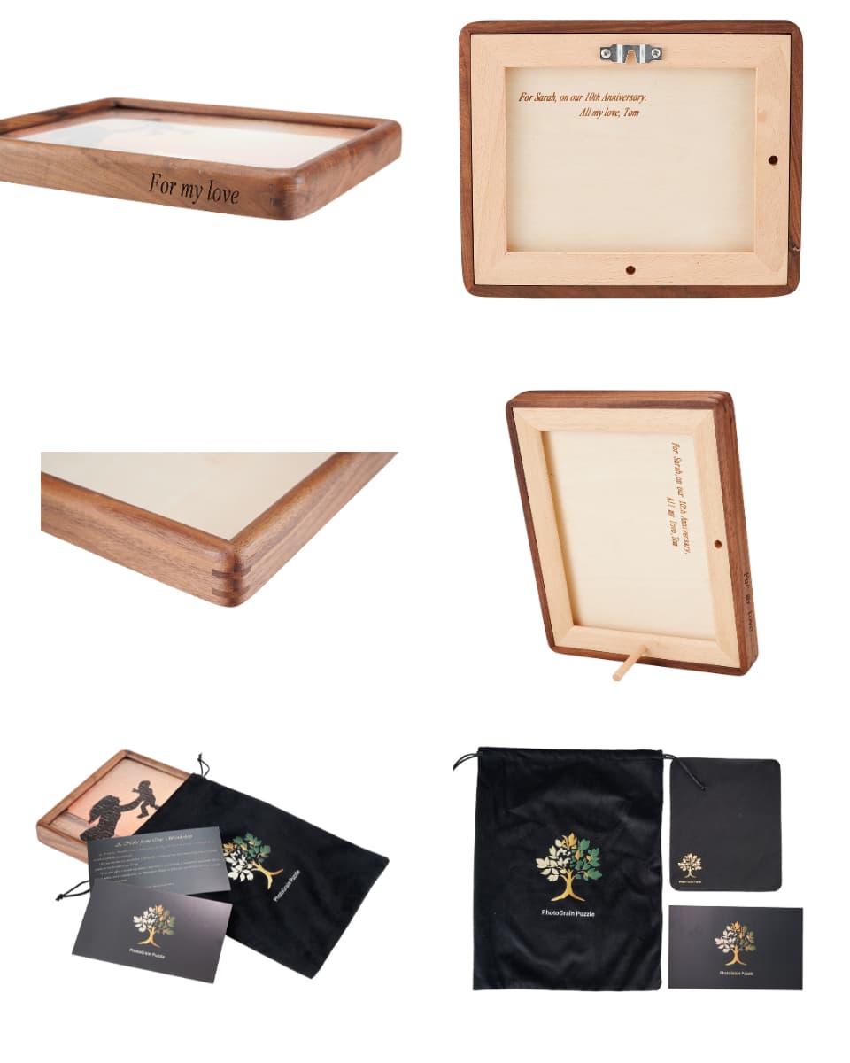 Custom Wooden Photo Puzzle with Walnut Frame