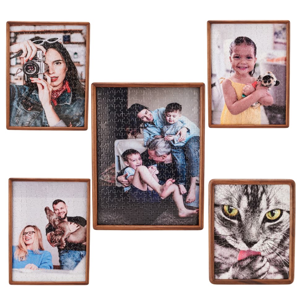 Custom Wooden Photo Puzzle with Walnut Frame
