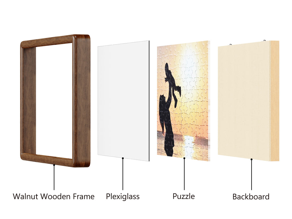 Custom Wooden Photo Puzzle with Walnut Frame
