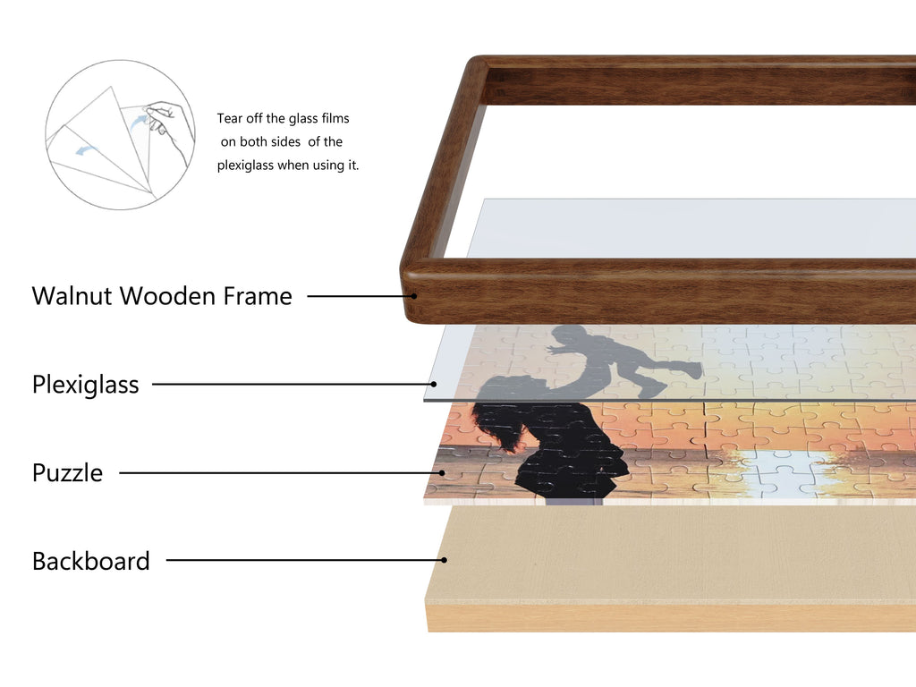 Custom Wooden Photo Puzzle with Walnut Frame